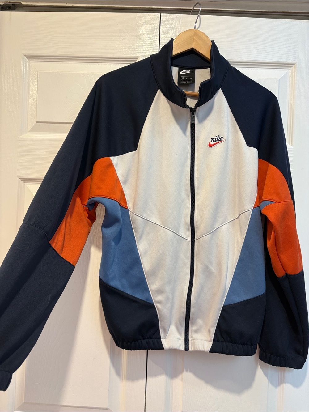 Retro Nike Navy, White & Orange Colorblock Performance Track Jacket